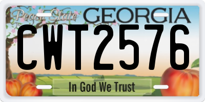 GA license plate CWT2576