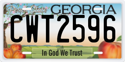 GA license plate CWT2596