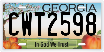 GA license plate CWT2598