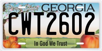 GA license plate CWT2602