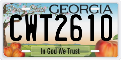 GA license plate CWT2610