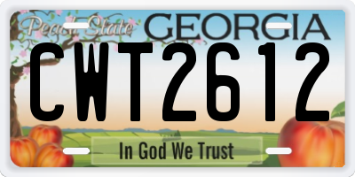 GA license plate CWT2612