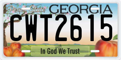 GA license plate CWT2615