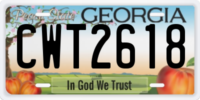 GA license plate CWT2618