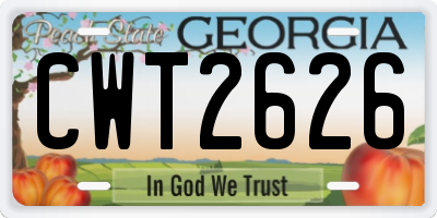 GA license plate CWT2626