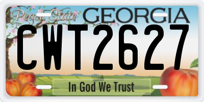 GA license plate CWT2627