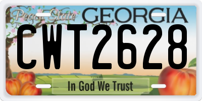 GA license plate CWT2628