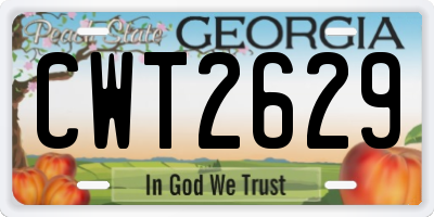 GA license plate CWT2629