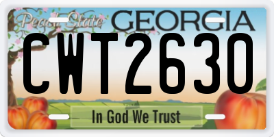 GA license plate CWT2630