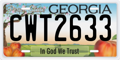 GA license plate CWT2633