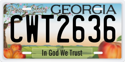 GA license plate CWT2636