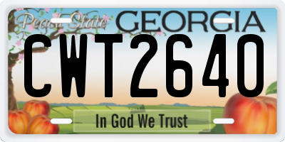 GA license plate CWT2640