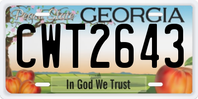 GA license plate CWT2643