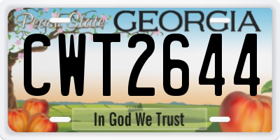 GA license plate CWT2644
