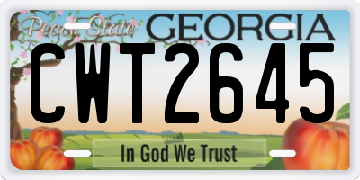 GA license plate CWT2645