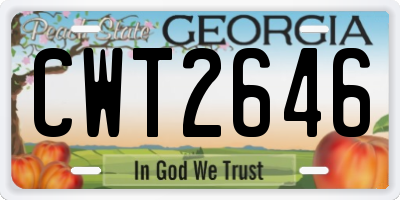 GA license plate CWT2646