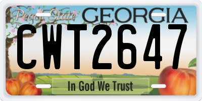 GA license plate CWT2647