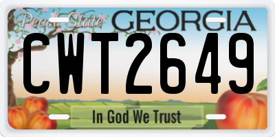 GA license plate CWT2649