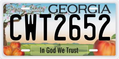 GA license plate CWT2652