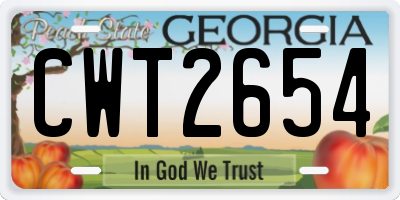 GA license plate CWT2654