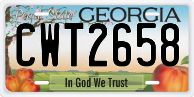 GA license plate CWT2658