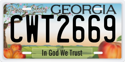 GA license plate CWT2669