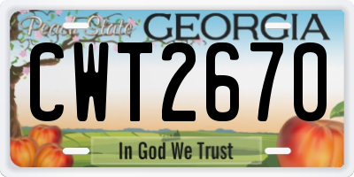 GA license plate CWT2670