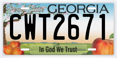 GA license plate CWT2671