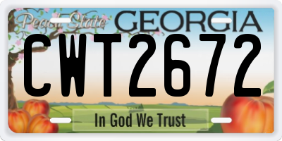 GA license plate CWT2672