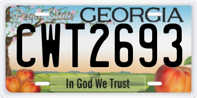 GA license plate CWT2693