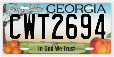 GA license plate CWT2694