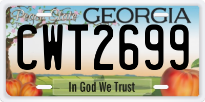 GA license plate CWT2699