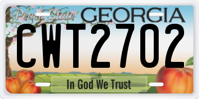 GA license plate CWT2702