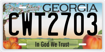 GA license plate CWT2703