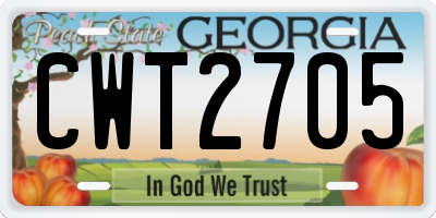 GA license plate CWT2705