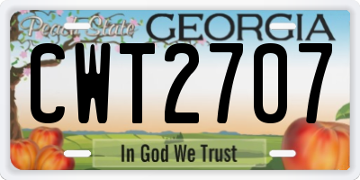 GA license plate CWT2707
