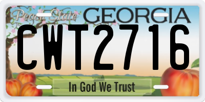 GA license plate CWT2716