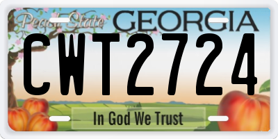 GA license plate CWT2724