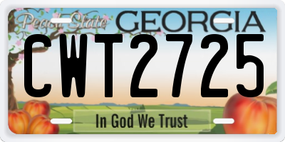 GA license plate CWT2725