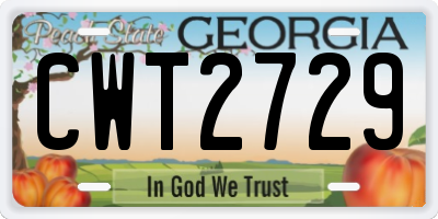 GA license plate CWT2729