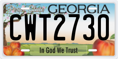 GA license plate CWT2730