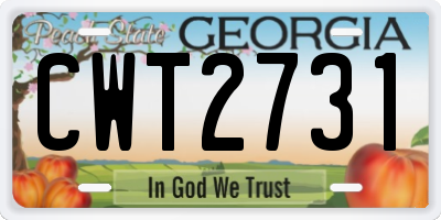 GA license plate CWT2731
