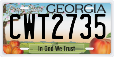 GA license plate CWT2735