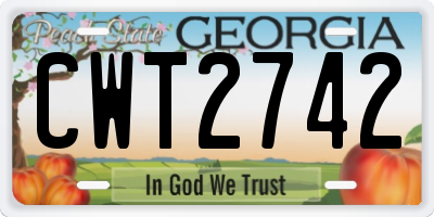 GA license plate CWT2742