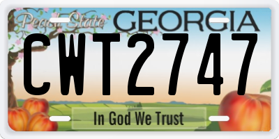 GA license plate CWT2747
