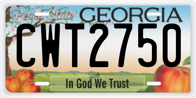GA license plate CWT2750
