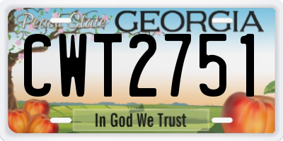GA license plate CWT2751