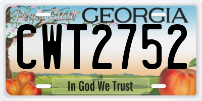 GA license plate CWT2752