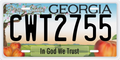 GA license plate CWT2755