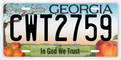 GA license plate CWT2759
